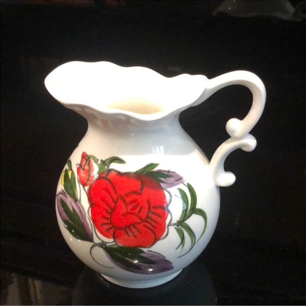 Petite beautiful Japan Vintage Lefton pitcher floral hand painted ceramic